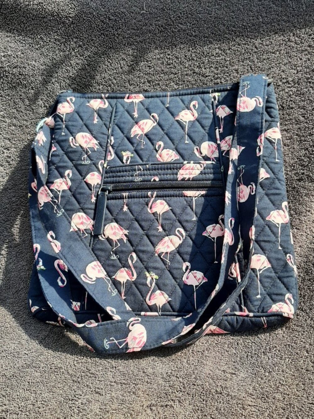 Vera Bradley retired Fiesta Flamingo Crossbody Bag Handbag Purse 11" x 11" x 2" - Picture 2 of 10